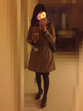 「qualite（カリテ）のアイテム（トレンチコート、ブラウン系）」を使った、Haruさん（レディース・163cm）の冬コーディネート
