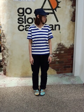 「サンダルに靴下」｜ほーりーさん（レディース・163cm）の夏コーディネート