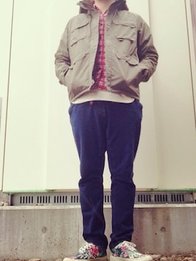 「White Mountaineering」｜「アイテム（その他アウター）」を使った、☻R☻さん（メンズ・173cm）の春コーディネート