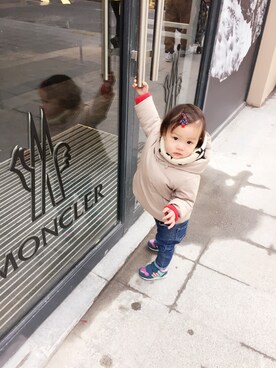 「Bonpoint（ボンポワン）のアイテム（ダウンジャケット/コート）」を使った、makiyoccさん（キッズ・90cm）の春コーディネート