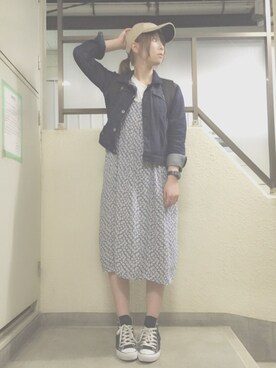 「A land（エーランド）のアイテム（ワンピース/ドレス）」を使った、下山はるかさん（レディース・159cm）の春コーディネート