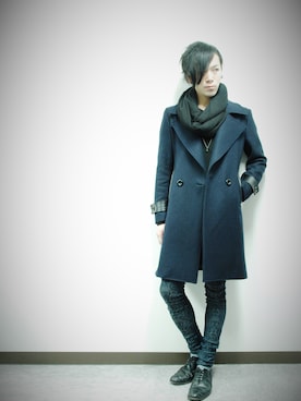 「MiDiom（ミディオム）のCube Necklace（ネックレス）」を使った、TsubasaKobayashiさん（メンズ・173cm）の冬コーディネート