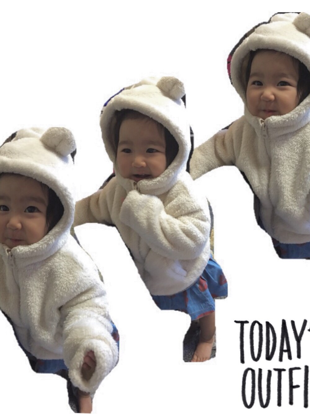 「くまちゃん、しろくま」｜「ZARA KIDSのアイテム（その他アウター、ホワイト系）」を使った、きゃなりーぴょむぴょむさん（レディース・157cm）の秋コーディネートの1枚目の写真