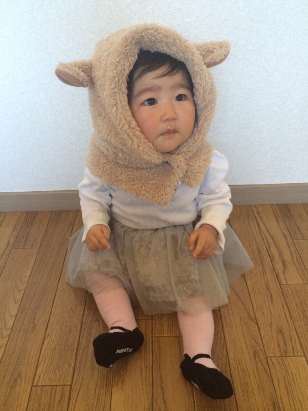 「くまさん、おかわ、1歳、ベビー」｜「babyGAPのアイテム（ロンパース、ホワイト系）」を使った、きゃなりーぴょむぴょむさん（レディース・70cm）の秋コーディネートの1枚目の写真