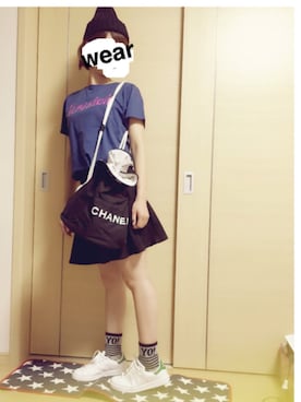「くつした」｜「アイテム（ニットキャップ/ビーニー）」を使った、hananaaaaさん（レディース・155cm）の夏コーディネート