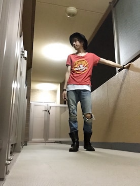 「BRING ON THE NOISE（ブリングオンザノイズ）のアイテム」を使った、ムラジュンさん（メンズ・172cm）の夏コーディネート