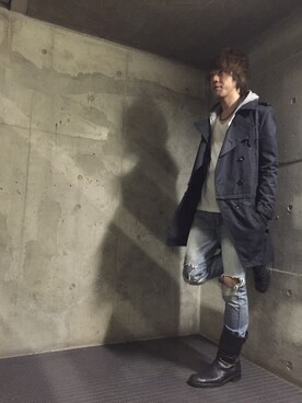 「アイテム（トレンチコート）」を使った、ムラジュンさん（メンズ・172cm・20代）の秋コーディネート