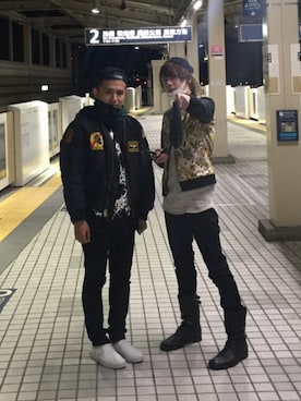 「ブーツインスタイル」｜「アイテム（ブルゾン）」を使った、ムラジュンさん（メンズ・172cm）の冬コーディネート