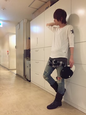 「BRING ON THE NOISE（ブリングオンザノイズ）のアイテム」を使った、ムラジュンさん（メンズ・172cm）の春コーディネート