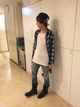 「BRING ON THE NOISE（ブリングオンザノイズ）のアイテム」を使った、ムラジュンさん（メンズ・172cm）の夏コーディネート