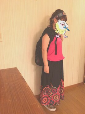 「MONKI（モンキ）のアイテム（キャミソール）」を使った、まぁさん（レディース・157cm）の夏コーディネート
