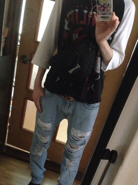 「SPINNSのアイテム（デニムパンツ、その他）」を使った、たきさん（レディース・167cm）の夏コーディネート