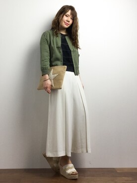 「FREE'S MART（フリーズマート）のアイテム（MA-1）」を使った、natsumiさん（レディース・160cm）の春コーディネート