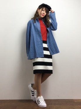 「PLAIN CLOTHING（プレーンクロージング）のアイテム（スカート）」を使った、natsumiさん（レディース・160cm）の春コーディネート