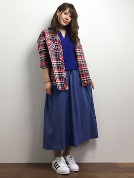 「PLAIN CLOTHING（プレーンクロージング）のアイテム（スカート）」を使った、natsumiさん（レディース・160cm）の春コーディネート