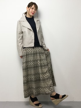 「SPIRALGIRL（スパイラルガール）のアイテム（ライダースジャケット）」を使った、natsumiさん（レディース・160cm）の春コーディネート