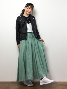 natsumiさんの「UR コットンシルクギャザーマキシスカート」を使ったコーディネート