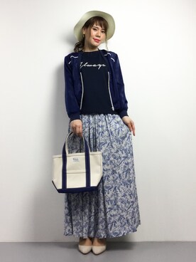 「むぎわら帽子」｜「アイテム（ブルゾン）」を使った、natsumiさん（レディース・160cm）の春コーディネート