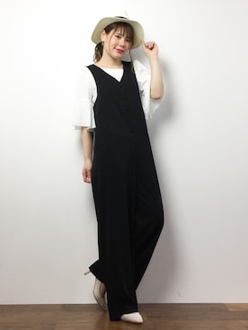 「jouetie（ジュエティ）のアイテム（つなぎ/オールインワン）」を使った、natsumiさん（レディース・160cm）の春コーディネート