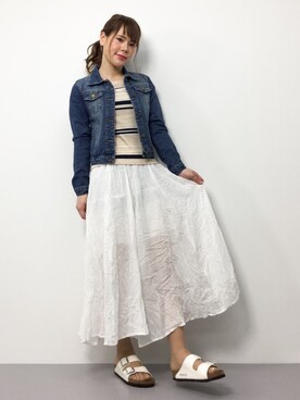 「PLAIN CLOTHING（プレーンクロージング）のアイテム（スカート）」を使った、natsumiさん（レディース・160cm）の春コーディネート