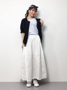 「バンダナ」｜「アイテム（MA-1）」を使った、natsumiさん（レディース・160cm）の春コーディネート