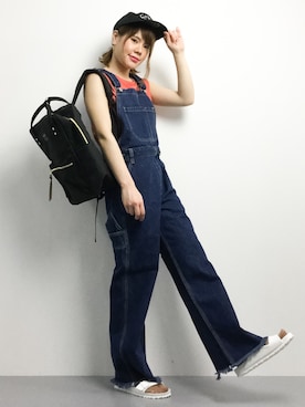 「BLISS POINT（ブリスポイント）のアイテム（サロペット/オーバーオール）」を使った、natsumiさん（レディース・160cm）の夏コーディネート