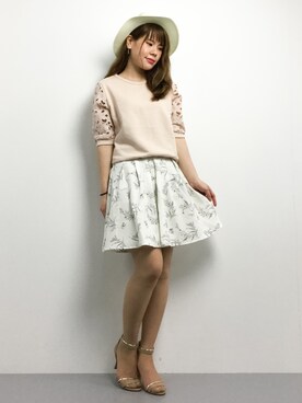 「麦わら帽子」｜「アイテム（スウェット）」を使った、natsumiさん（レディース・160cm）の夏コーディネート