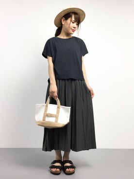 「むぎわら帽子」｜「アイテム（アンサンブル）」を使った、natsumiさん（レディース・160cm）の夏コーディネート