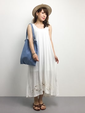 「Marilyn Moon（マリリンムーン）のアイテム」を使った、natsumiさん（レディース・160cm）の夏コーディネート