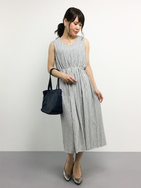 ストライプノースリーブワンピース 16秋新作 Re Edit リエディ を使った人気ファッションコーディネート Wear