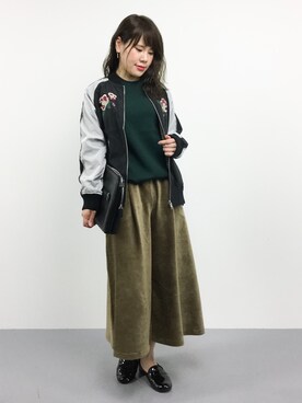 「DOUBLE NAME（ダブルネーム）のアイテム（ブルゾン）」を使った、natsumiさん（レディース・160cm）の秋コーディネート