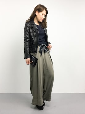 「URBAN RESEARCH Sonny Label（アーバンリサーチサニーレーベル）のアイテム（ライダースジャケット）」を使った、natsumiさん（レディース・160cm）の秋コーディネート