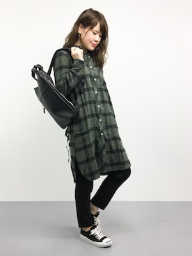「RAY CASSIN（レイカズン）のアイテム（シャツワンピース）」を使った、natsumiさん（レディース・160cm）の秋コーディネート