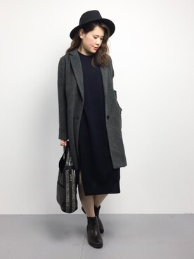 「AS KNOW AS PINKY（アズノゥアズピンキー）のアイテム（チェスターコート）」を使った、natsumiさん（レディース・160cm）の秋コーディネート