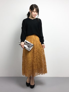 「FRAY I.D（フレイアイディー）のアイテム（クラッチバッグ）」を使った、natsumiさん（レディース・160cm）の秋コーディネート