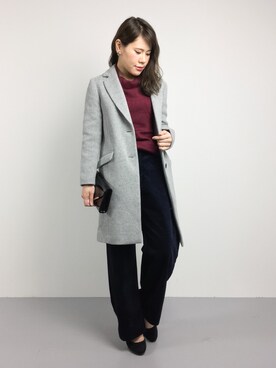 「NATURAL BEAUTY BASIC（ナチュラルビューティーベーシック）のアイテム（チェスターコート）」を使った、natsumiさん（レディース・160cm）の秋コーディネート