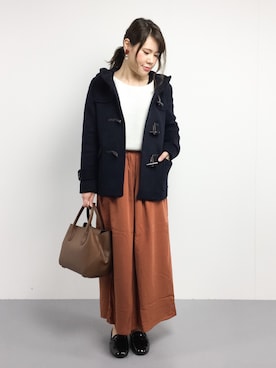 「テラコッタ」｜「アイテム（ダッフルコート）」を使った、natsumiさん（レディース・160cm）の秋コーディネート