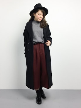 「EGOIST（エゴイスト）のアイテム（チェスターコート）」を使った、natsumiさん（レディース・160cm）の冬コーディネート
