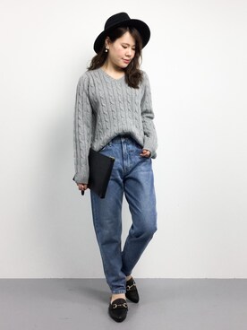「Samansa Mos2 blue（サマンサモスモスブルー）のアイテム（パンツ）」を使った、natsumiさん（レディース・160cm）の冬コーディネート