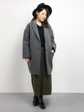 「JEANASIS（ジーナシス）のアイテム（チェスターコート）」を使った、natsumiさん（レディース・160cm）の冬コーディネート