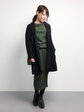 「SpRay（スプレイ）のアイテム（チェスターコート）」を使った、natsumiさん（レディース・160cm）の冬コーディネート