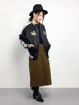 「甘辛mix」｜「アイテム（スタジャン）」を使った、natsumiさん（レディース・160cm）の冬コーディネート