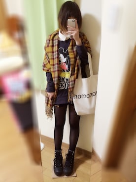 「タイツ×靴下」｜「アイテム（スウェット）」を使った、みずしゃんさん（レディース・157cm）の秋コーディネート
