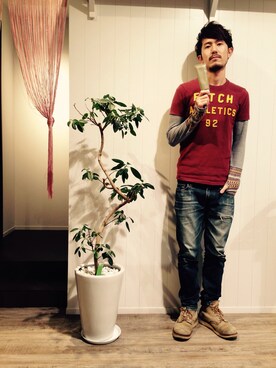 「あけおめ」｜「アイテム（パンツ）」を使った、小野 輝之(Gift)さん（メンズ・174cm）の冬コーディネート