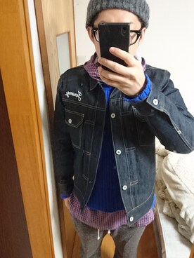 「nonnative（ノンネイティブ）のアイテム（パーカー）」を使った、黒縁眼鏡さん（メンズ・178cm）の冬コーディネート