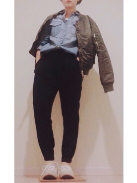 「stradivarius（ストラディバリウス）のアイテム（ブルゾン）」を使った、s_tさん（レディース・158cm）の秋コーディネート