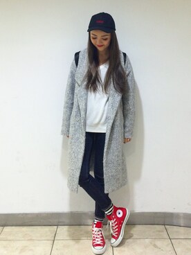 「Kinetics（キネティクス）のアイテム（帽子）」を使った、meguさん（レディース・158cm）の冬コーディネート