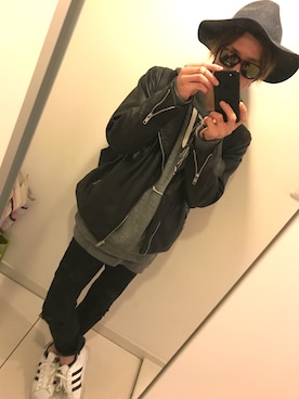 「H&M DIVIDED（エイチアンドエム　ディヴァイデッド）のアイテム（ライダースジャケット）」を使った、Re:yuukiさん（メンズ・172cm）の秋コーディネート