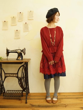 「 レース」｜「アイテム（ワンピース/ドレス）」を使った、cawaiiスタイリスト久本さん（レディース・158cm）の春コーディネート