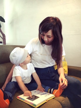 「PETIT BATEAU（プチバトー）のアイテム（キャップ）」を使った、rucuさん（キッズ・80cm）の夏コーディネート